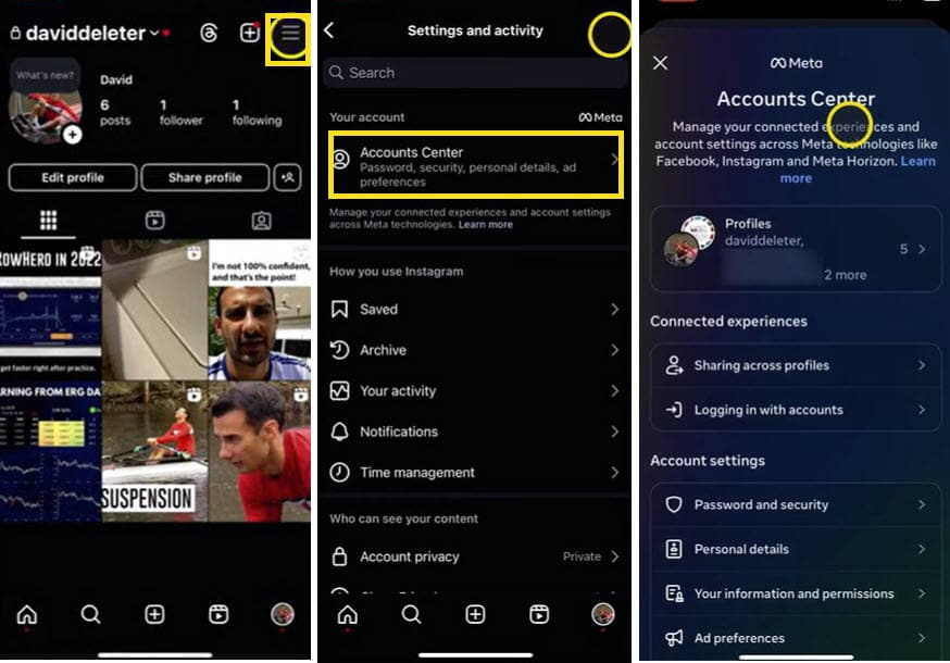 Instagram Account Center iPhone