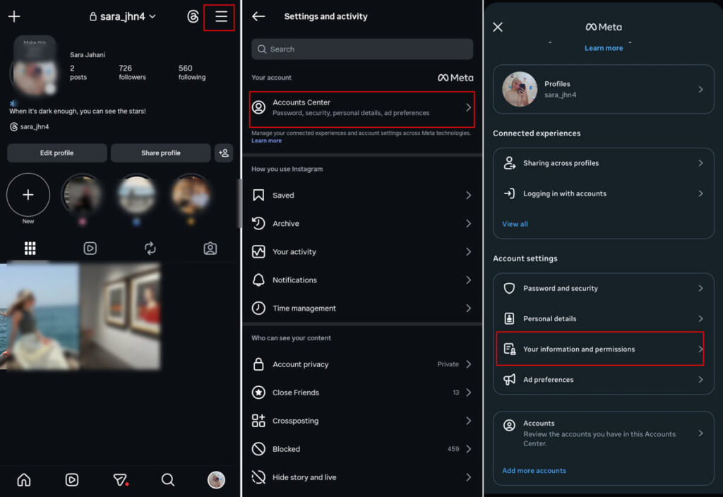 Instagram Account Information