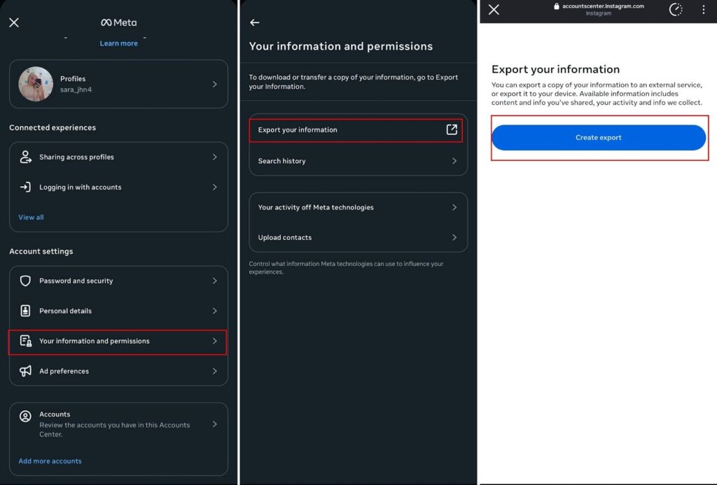 Export Your Information on Instagram