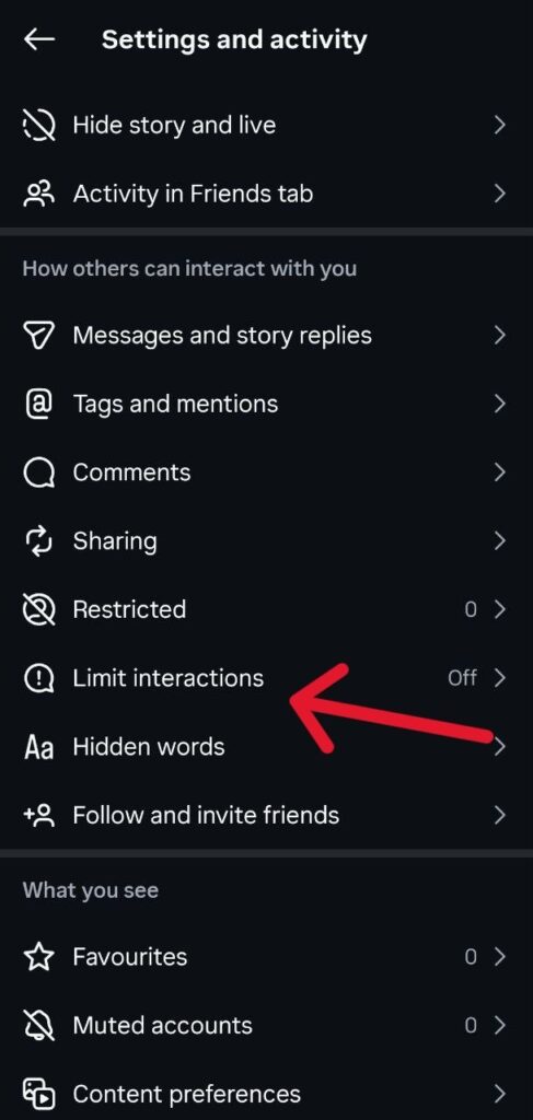 Limit Interactions on Instagram