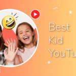 Feature image for 'Best Kid YouTubers' with two young girls laughing together beside a smiling emoji graphic.