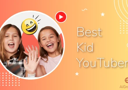Feature image for 'Best Kid YouTubers' with two young girls laughing together beside a smiling emoji graphic.