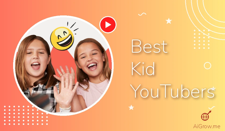 Feature image for 'Best Kid YouTubers' with two young girls laughing together beside a smiling emoji graphic.