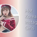 Korean woman in a red beret and off-shoulder red cable-knit sweater