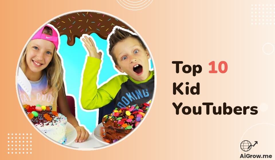 Two YouTuber kids (a girl and a boy) looking surprized amd the feature image of Kid Vloggers