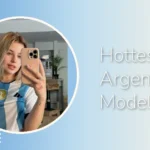 Hottest Argentinian models — young blonde woman in a blue-and-white Argentina football shirt