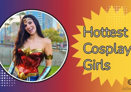 Feature image for 'Hottest Cosplay Girls' with a Wonder Woman cosplayer in a red-and-gold armored corset, blue skirt, and silver gauntlets