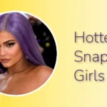 Feature image for 'Hottest Snapchat Girls' with Kylie Jenner in dramatic makeup and long straight lavender-purple hair at a formal event