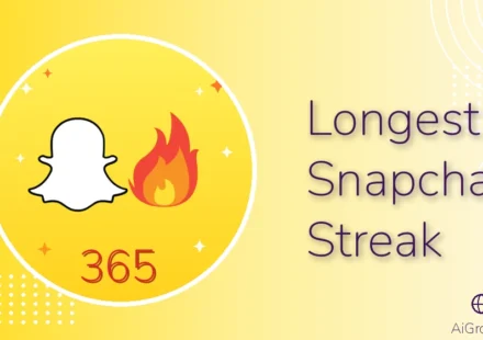 Feature image for 'Longest Snapchat Streak' with the Snapchat ghost, a flame icon and the number 365 on a bright yellow background.