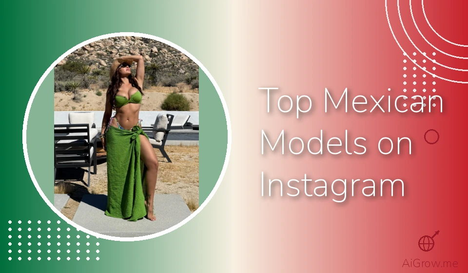 Top Mexican Instagram models, Ana Cheri posing in a green bikini and wrap skirt at a desert villa.