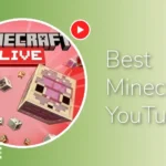 Feature image for 'Best Minecraft YouTubers' with the Minecraft Live promo artwork of cubed mobs and blocks against a red background.