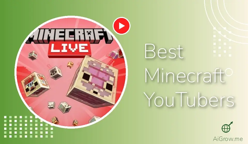 Feature image for 'Best Minecraft YouTubers' with the Minecraft Live promo artwork of cubed mobs and blocks against a red background.