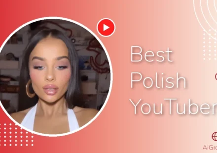 Feature image for 'Best Polish YouTubers' with a Polish woman in a white halter top and hoop earrings.