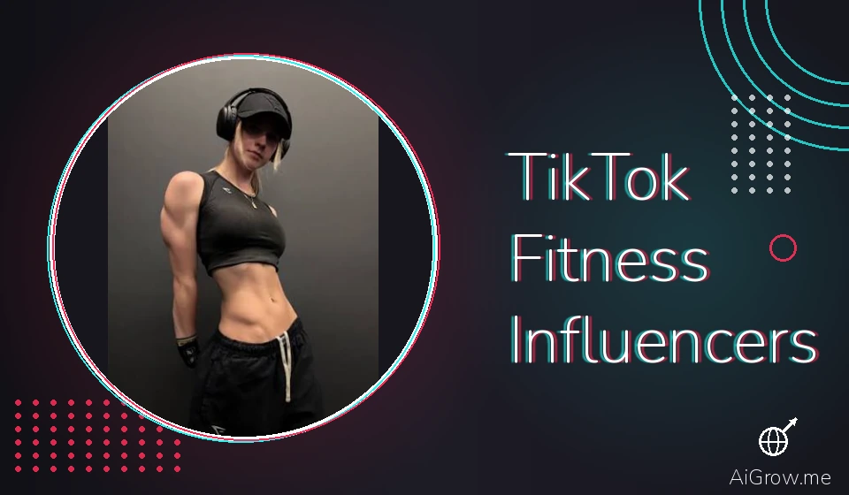 Feature image for 'TikTok Fitness Influencers' with a muscular woman in a black crop top, cap and headphones showing off a defined midsection.