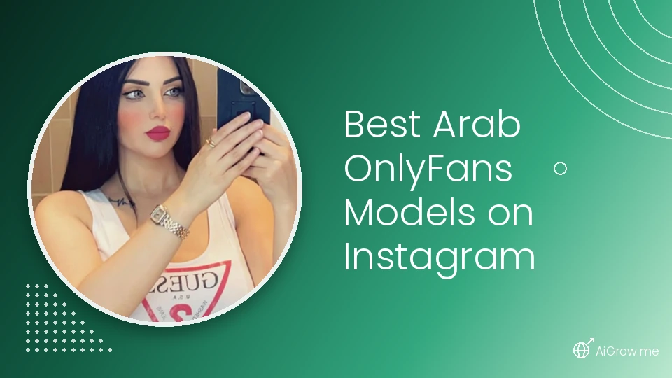 Best Arab OnlyFans models on Instagram — brunette model portrait on emerald green gradient background