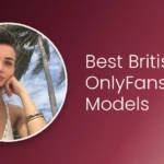 Best British OnlyFans models — brunette model portrait on burgundy wine gradient background