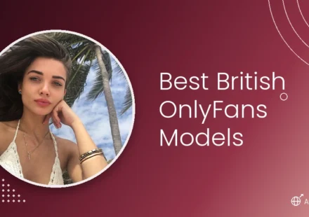 Best British OnlyFans models — brunette model portrait on burgundy wine gradient background