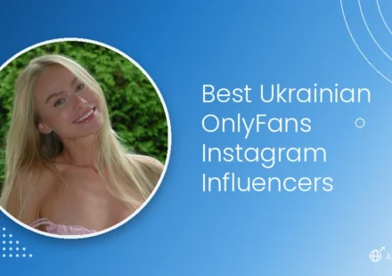Best Ukrainian OnlyFans Instagram influencers — blonde model portrait on bright azure blue gradient background