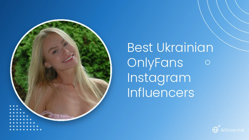 Best Ukrainian OnlyFans Instagram influencers — blonde model portrait on bright azure blue gradient background