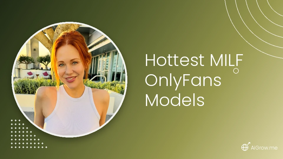 Hottest MILF OnlyFans models — redhead model portrait on olive green gradient background