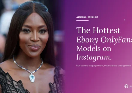 Hottest Ebony OnlyFans models on Instagram, Black model close-up portrait on royal purple magenta editorial background